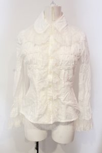 Victorian maiden / レーシーカラーギャザーブラウス  シロ O-25-06-10-025-CL-BL-OW-OS