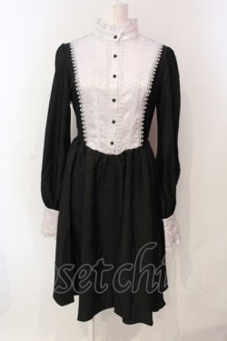 画像1: DARK IN LOVE / Nun dolly button up dress S ブラック×ホワイト O-25-06-10-029-PU-OP-OW-OS