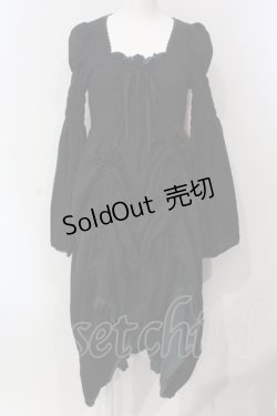 画像1: BPN / フロントバッスルガーゼワンピース M ブラック×グリーン O-25-06-10-030-GO-OP-OW-OS