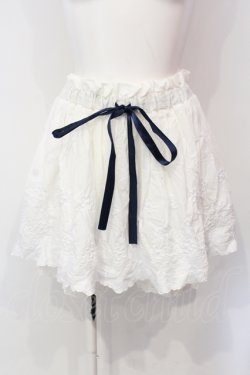 画像1: axes femme / お花刺繍キュロット M シロ O-25-06-10-034-AX-SK-OW-OS