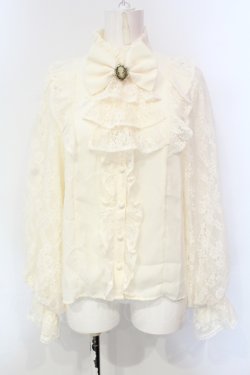 画像1: axes femme kawaii / クラシカルレーシーブラウス  生成り O-25-06-12-037-AX-BL-IG-OS