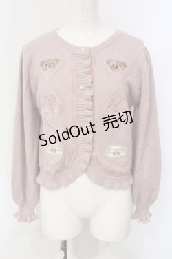 画像1: axes femme kawaii / Rosy Bearニットカーデ  ピンク O-25-06-12-039-AX-TO-IG-OS