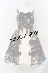 axes femme kawaii / アンティークローズ柄ジャンパースカート M グリーン O-25-06-12-005-AX-OP-OW-OS