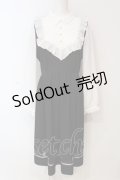 axes femme / キャット刺繍ドッキングワンピース  クロ×シロ O-25-06-12-051-AX-OP-IG-OS