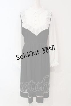 画像1: axes femme / キャット刺繍ドッキングワンピース  クロ×シロ O-25-06-12-051-AX-OP-IG-OS