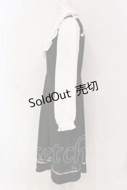 画像3: axes femme / キャット刺繍ドッキングワンピース  クロ×シロ O-25-06-12-051-AX-OP-IG-OS
