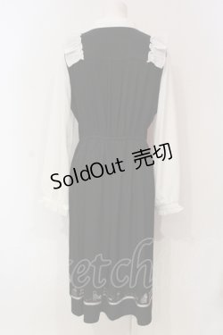 画像4: axes femme / キャット刺繍ドッキングワンピース  クロ×シロ O-25-06-12-051-AX-OP-IG-OS