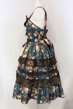 画像3: axes femme kawaii / アンティークローズ柄ジャンパースカート M グリーン O-25-06-12-005-AX-OP-OW-OS