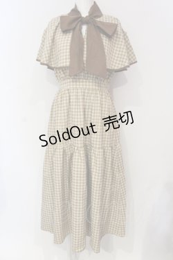 画像1: axes femme POETIQUE / チェックケープデザインワンピース  ブラウン O-25-06-12-054-AX-OP-IG-OS