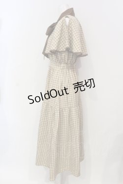 画像2: axes femme POETIQUE / チェックケープデザインワンピース  ブラウン O-25-06-12-054-AX-OP-IG-OS