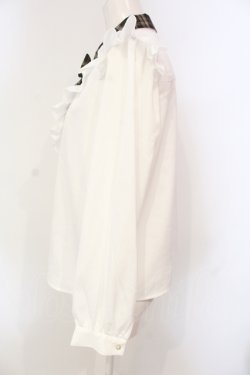 画像2: axes femme / リボン付配色襟デザインブラウス  シロ×ブラウン O-25-06-12-057-AX-BL-IG-OS