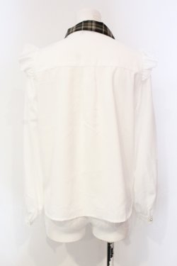 画像3: axes femme / リボン付配色襟デザインブラウス  シロ×ブラウン O-25-06-12-057-AX-BL-IG-OS