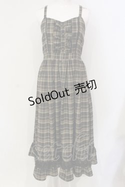 画像1: axes femme POETIQUE / フリルデザインキャミワンピース  ブラウン×グリーン O-25-06-12-058-AX-OP-IG-OS