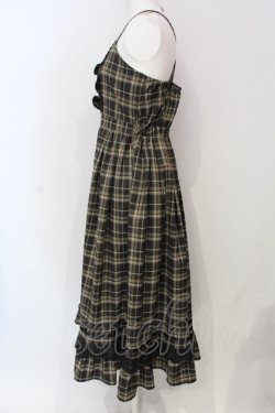 画像2: axes femme POETIQUE / フリルデザインキャミワンピース  ブラウン×グリーン O-25-06-12-058-AX-OP-IG-OS