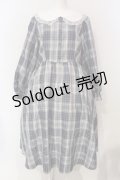 m petit by misako / シナモンチェックフレアワンピース 3L ブルー O-25-06-12-006-LO-OP-OW-OS