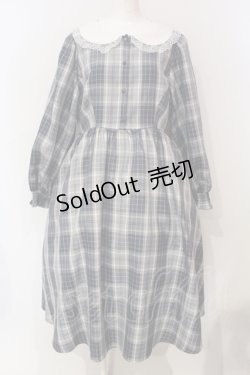 画像1: m petit by misako / シナモンチェックフレアワンピース 3L ブルー O-25-06-12-006-LO-OP-OW-OS