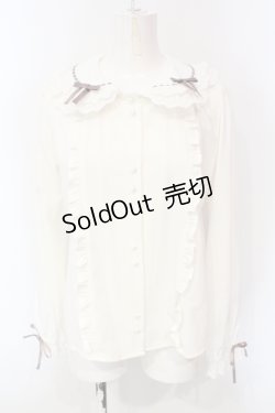 画像1: Ank Rouge / ハシゴリボンレース衿ブラウス M シロ×ブラウン O-25-06-12-063-CA-BL-OW-OS