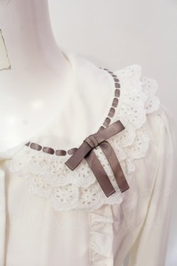 画像2: Ank Rouge / ハシゴリボンレース衿ブラウス M シロ×ブラウン O-25-06-12-063-CA-BL-OW-OS