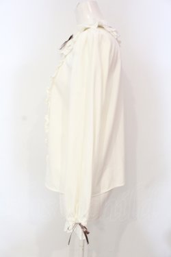 画像3: Ank Rouge / ハシゴリボンレース衿ブラウス M シロ×ブラウン O-25-06-12-063-CA-BL-OW-OS