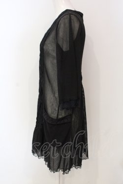 画像2: axes femme / レース切替綿チュールカーディガン M クロ O-25-06-12-064-AX-TO-OW-OS