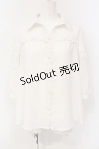 axes femme / シアーチェック開襟ブラウス M シロ O-25-06-12-065-AX-BL-OW-OS