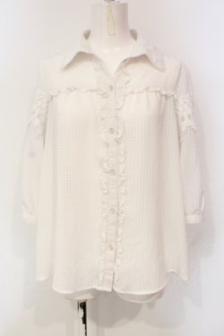 画像1: axes femme / シアーチェック開襟ブラウス M シロ O-25-06-12-065-AX-BL-OW-OS