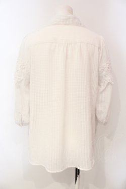 画像3: axes femme / シアーチェック開襟ブラウス M シロ O-25-06-12-065-AX-BL-OW-OS