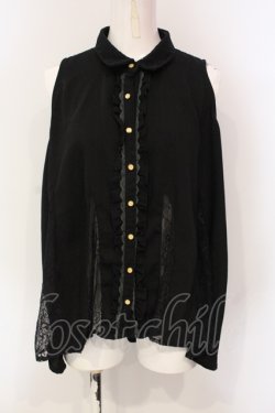 画像1: axes femme / レース切り替えノースリブラウス M クロ O-25-06-12-066-AX-BL-OW-OS