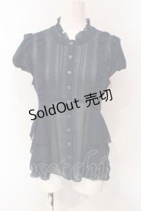 axes femme / ペプラムフリルブラウス M ネイビー O-25-06-12-069-AX-BL-OW-OS