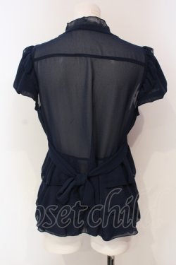 画像3: axes femme / ペプラムフリルブラウス M ネイビー O-25-06-12-069-AX-BL-OW-OS