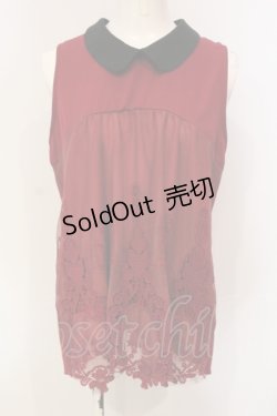 画像1: axes femme / モチーフレース使いノースリチュニ M ワイン O-25-06-12-071-AX-TO-OW-OS