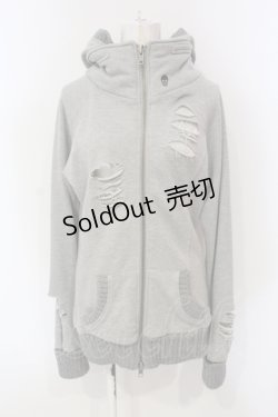 画像1: GLAD NEWS / ダメージZIPパーカー R グレー O-25-06-12-073-GL-TO-OW-OS