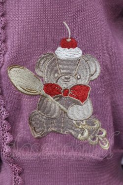 画像2: axes femme kawaii / クマパフェ刺繍ニットカーデ M ピンク O-25-06-12-078-AX-TO-OW-OS