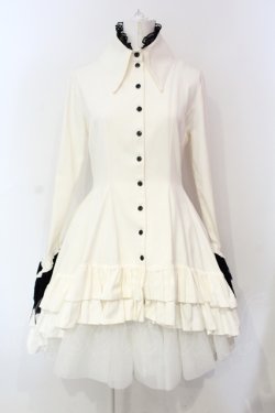 画像1: MARBLE / 後ろロングワンピース  アイボリー×クロ O-25-06-12-011-GO-OP-IG-OS