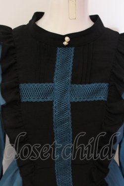 画像2: axes femme POETIQUE / レースクロスシスターワンピース  クロ×ブルー O-25-06-12-012-AX-OP-IG-OS