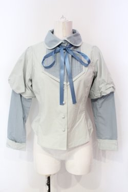 画像1: Maison de FLEUR Petite Robe canone / 袖切り替えブラウス サックス S O-25-06-12-020-EL-BL-OW-OS
