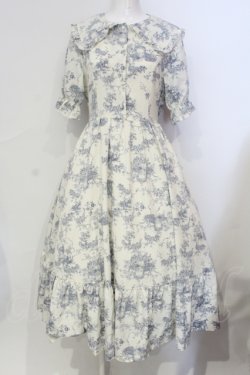画像1: m petit by misako / トワルドジュイワンピース M シロ×アオ O-25-06-12-003-LO-OP-OW-OS