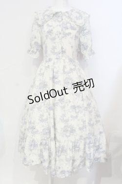 画像1: m petit by misako / トワルドジュイワンピース M シロ×アオ O-25-06-12-003-LO-OP-OW-OS