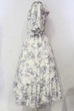 画像2: m petit by misako / トワルドジュイワンピース M シロ×アオ O-25-06-12-003-LO-OP-OW-OS