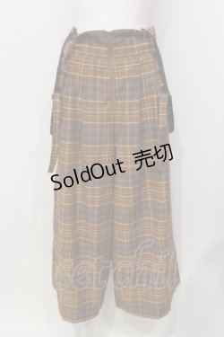 画像1: axes femme / タータンチェック柄サス付パンツ M ブラウン O-25-06-14-046-AX-PA-IG-ZT158