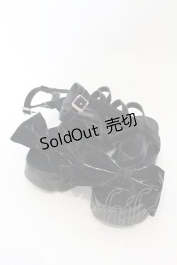 画像1: Fickle Bebe / リボンレースアップサンダル M クロ O-25-06-14-071-0-SH-IG-ZTK017