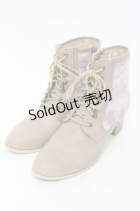 axes femme / 花レース編み上げブーツ M ベージュ O-25-06-14-076-AX-SH-IG-ZT-K003