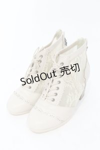 axes femme / チュールレースアップブーツ L アイボリー O-25-06-14-078-AX-SH-IG-ZT-K017