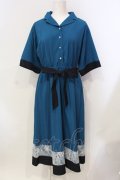 axes femme / レース切替配色シャツワンピース M ブルーグリーン O-25-06-14-014-AX-OP-IG-OS