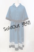 axes femme / レース切替配色シャツワンピース M ブルーグリーン O-25-06-14-014-AX-OP-IG-OS