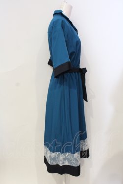 画像2: axes femme / レース切替配色シャツワンピース M ブルーグリーン O-25-06-14-014-AX-OP-IG-OS