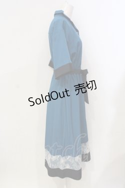 画像2: axes femme / レース切替配色シャツワンピース M ブルーグリーン O-25-06-14-014-AX-OP-IG-OS