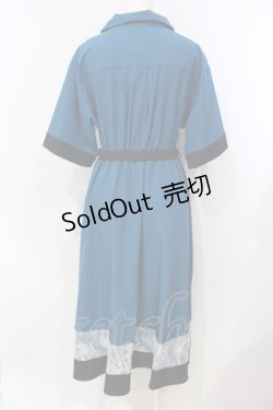画像3: axes femme / レース切替配色シャツワンピース M ブルーグリーン O-25-06-14-014-AX-OP-IG-OS