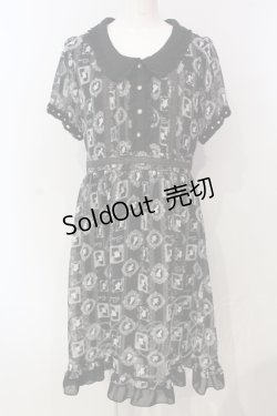 画像1: axes femme / シルエット柄ワンピース M クロ O-25-06-14-033-AX-OP-YM-OS