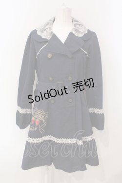 画像1: axes femme POETIQUE / リボンいちご刺繍コート M コン O-25-06-14-040-AX-CO-YM-OS